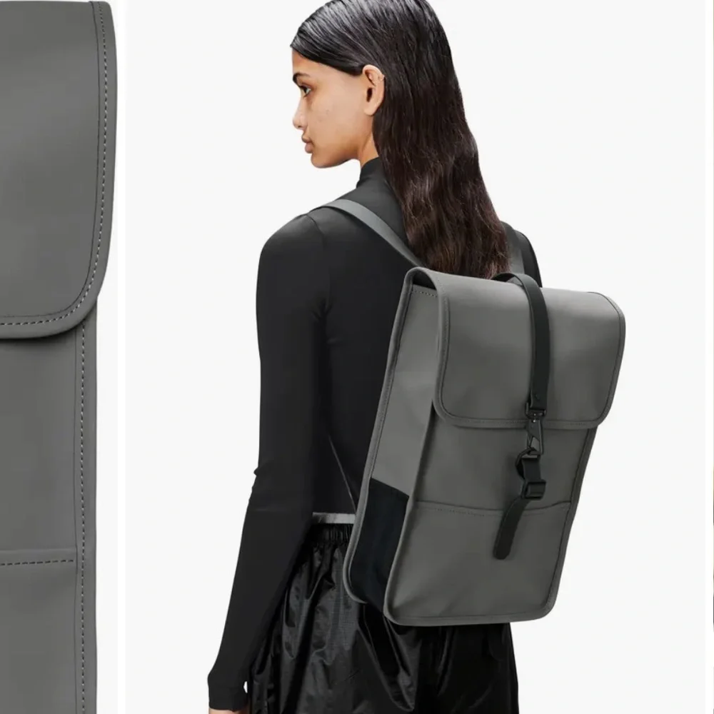 RAINS Mini 13020 Grey Water Resistant Backpack Laptop Bag NEW Unisex Men Women